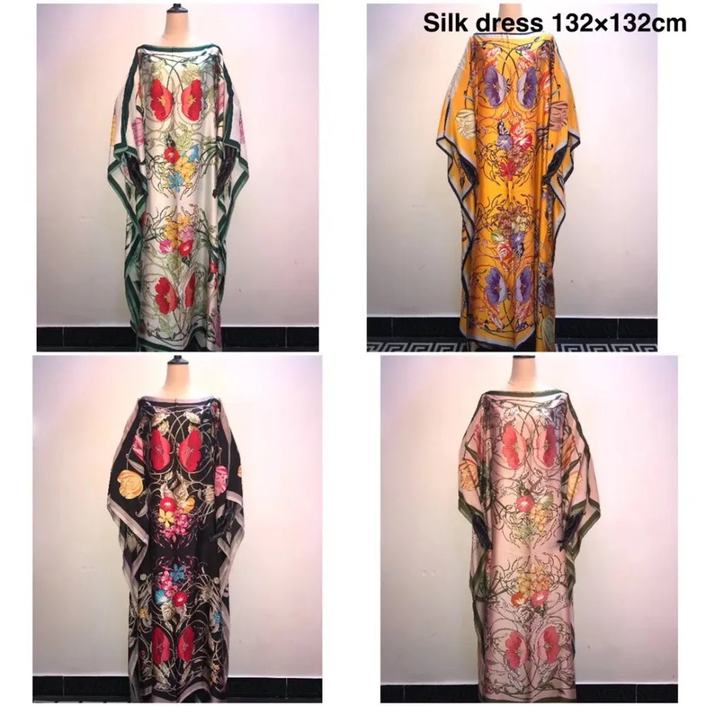 African Women Winter Elegant Printed Loose Aabaya Oversize Europe Holiday Muslim Lady Streetwear Long Kaftan Maxi Dress