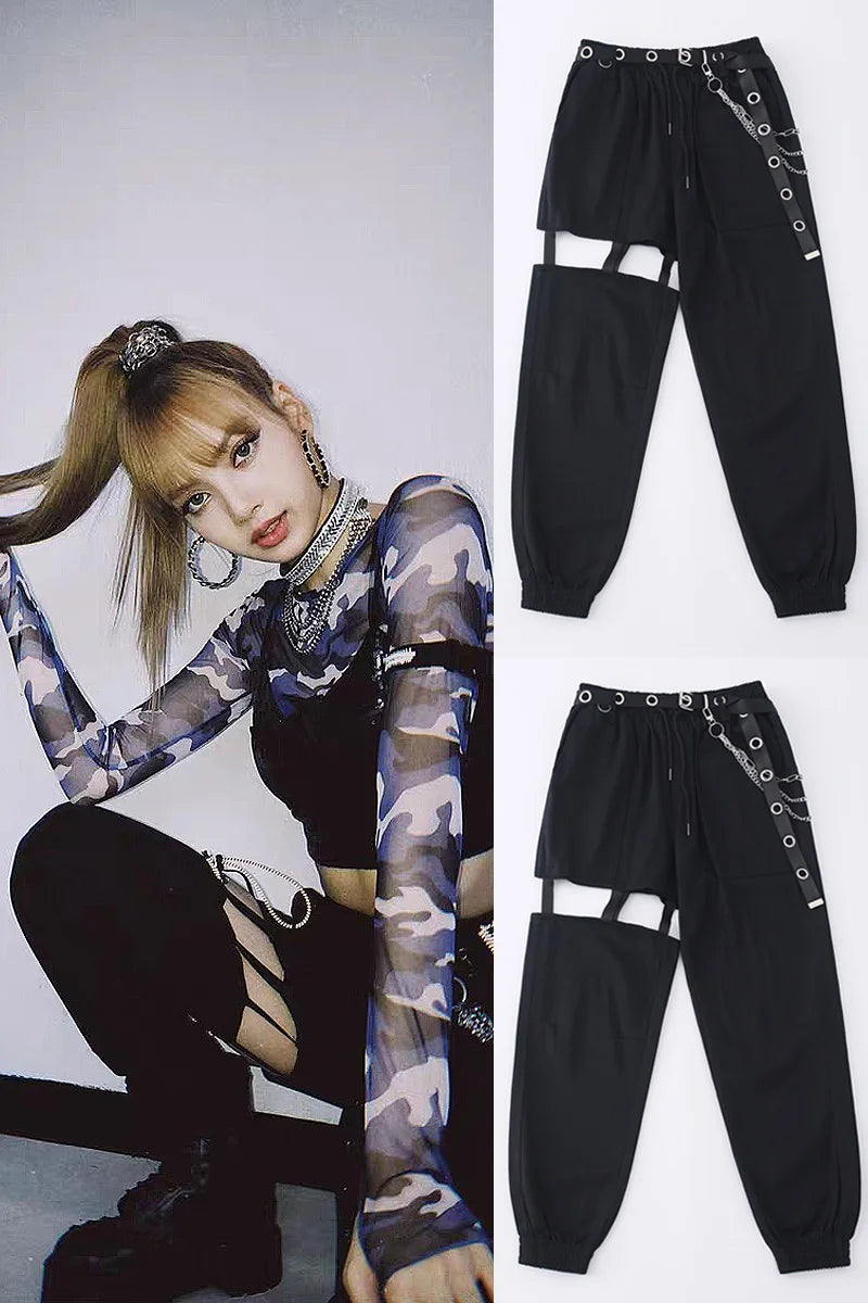 Jazz Dance Costumes Fashion Sexy Mesh Pants Hip Hop Clothing Adult Street Dancing Trousers Nightclub Modern Stage Outfit