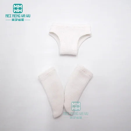 Accessories for dolls for Blyth Azone OB22 OB24 doll Fashion Plain underwear, socks set white, gray, pink