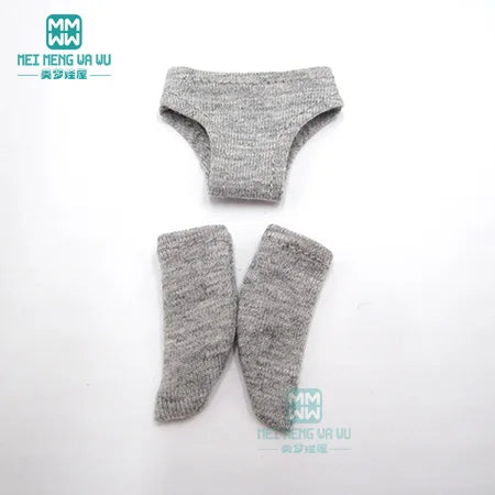 Accessories for dolls for Blyth Azone OB22 OB24 doll Fashion Plain underwear, socks set white, gray, pink