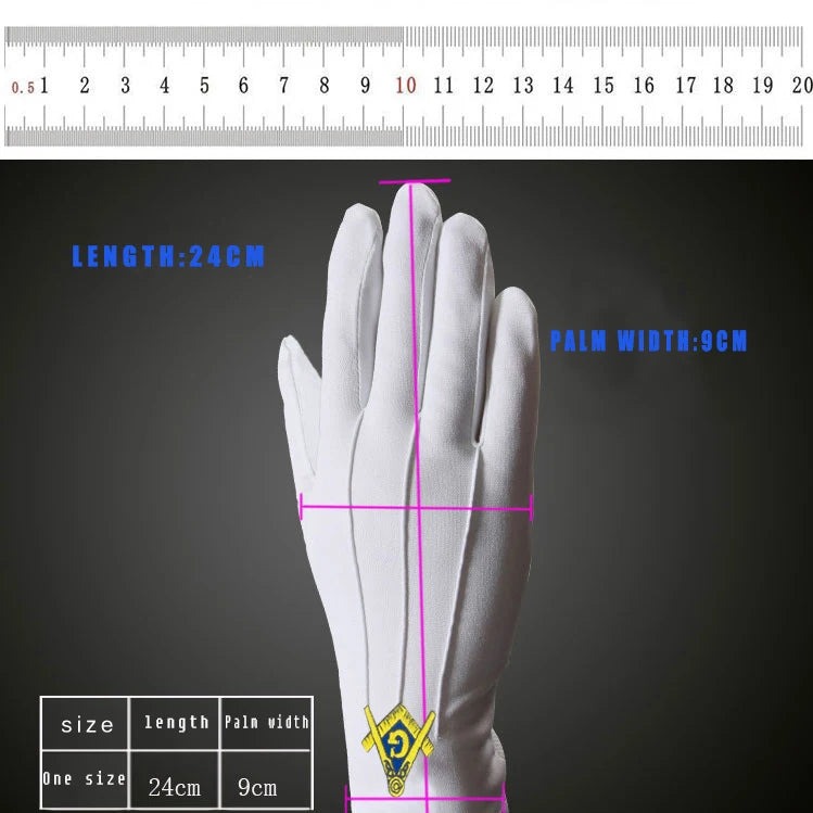 A pair of Masonic clothing accessories in cotton polyester white Masonic Masonic gloves with the best-selling logo apron collar
