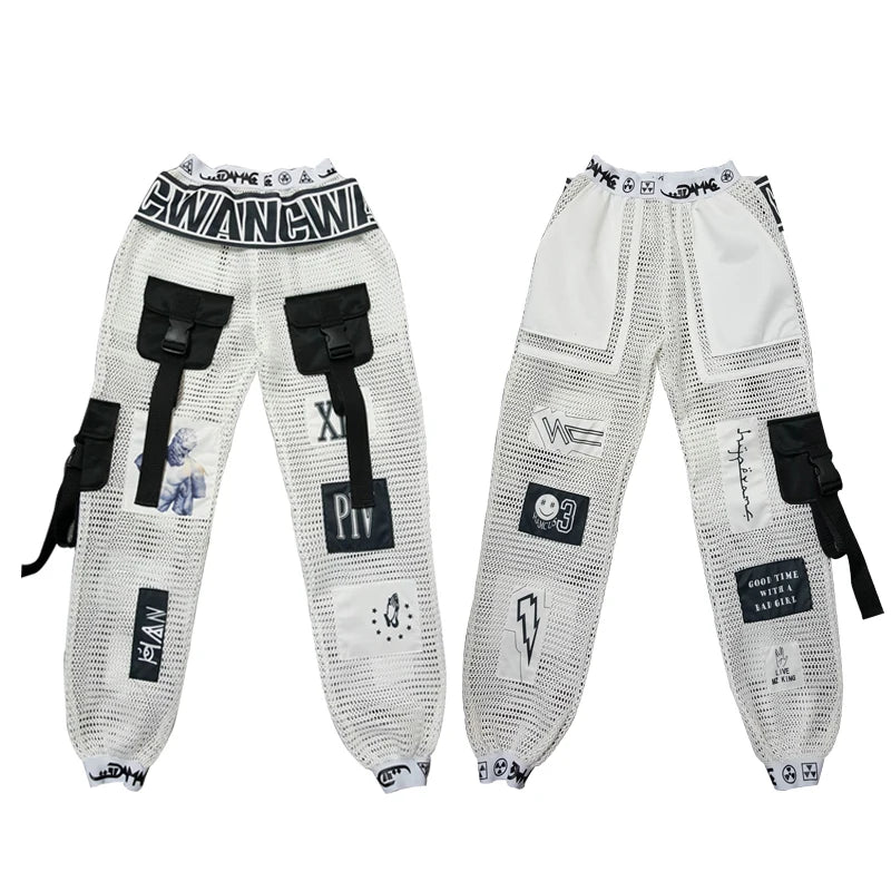 Jazz Dance Costumes Fashion Sexy Mesh Pants Hip Hop Clothing Adult Street Dancing Trousers Nightclub Modern Stage Outfit