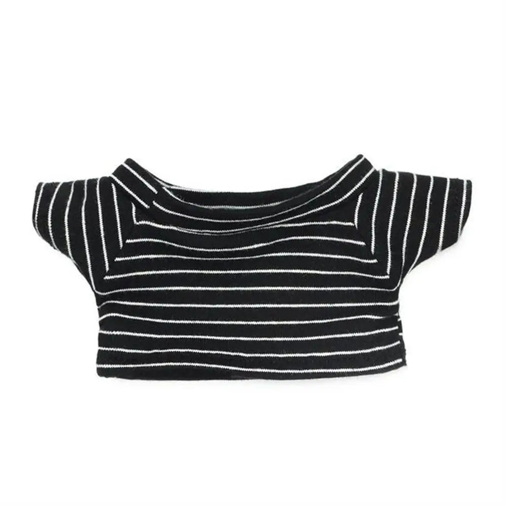 Dressing Doll Accessories Stripes Short Sleeve Black White T-shirt 20 cm Doll Clothes Doll Plush Clothing Doll Shirt Doll Pants