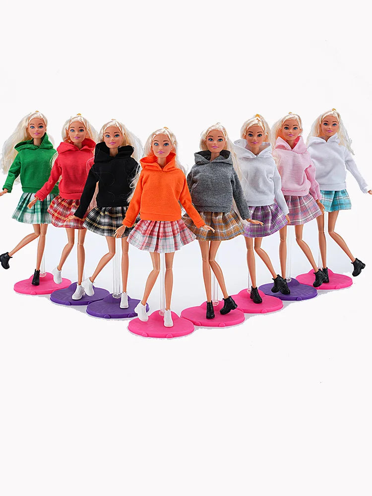 29-30cm Doll Clothes/Short Dress Fashion Tops Hoodies Sweatshirt Casual Wears 1/6 Dolls Gym Clothing Dolls Accessory