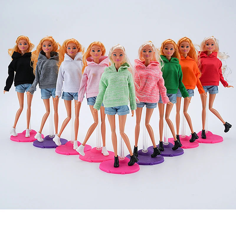 29-30cm Doll Clothes/Short Dress Fashion Tops Hoodies Sweatshirt Casual Wears 1/6 Dolls Gym Clothing Dolls Accessory
