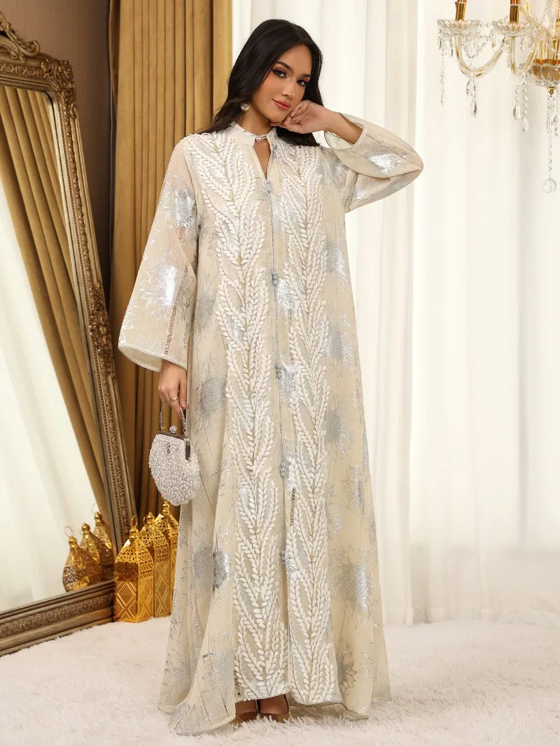 Luxury Embroidery Dubai Abaya Dress for Muslim Women Elegant Eid Islamic Party Jalabiya Clothing New Turkey Moroccan Kaftan Robe