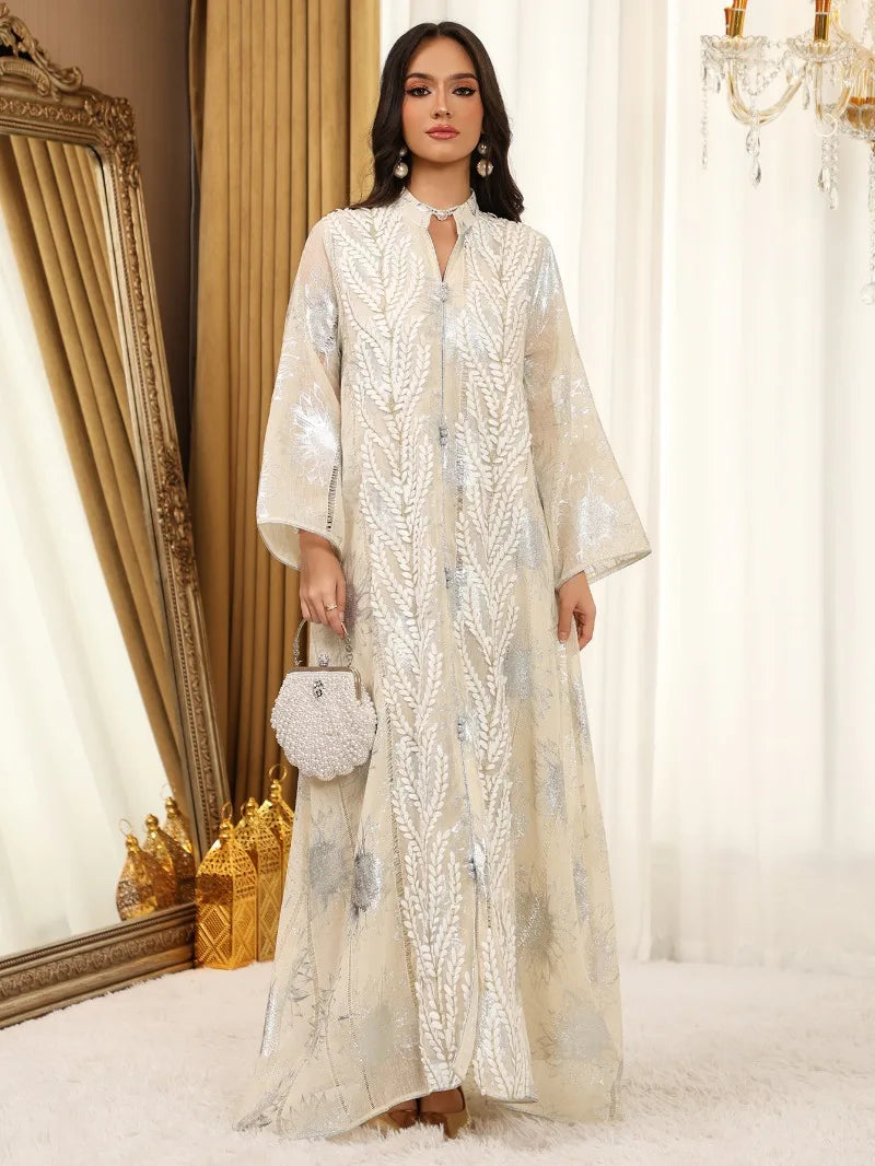 Luxury Embroidery Dubai Abaya Dress for Muslim Women Elegant Eid Islamic Party Jalabiya Clothing New Turkey Moroccan Kaftan Robe