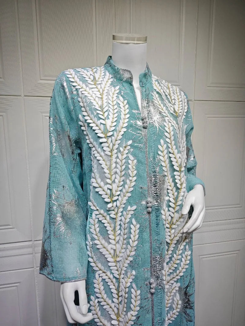 Luxury Embroidery Dubai Abaya Dress for Muslim Women Elegant Eid Islamic Party Jalabiya Clothing New Turkey Moroccan Kaftan Robe