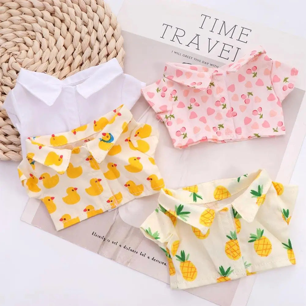 Dressing Doll Accessories Stripes Short Sleeve Black White T-shirt 20 cm Doll Clothes Doll Plush Clothing Doll Shirt Doll Pants