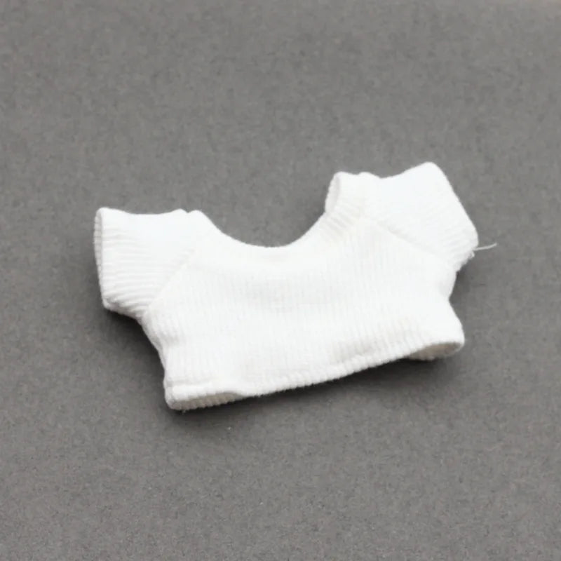For 15-17cm Labubu Doll's Clothes Flanged Hat Pullover T-shirt Short Set Clothing Matching Canvas Shoe and Glasses  Accessories