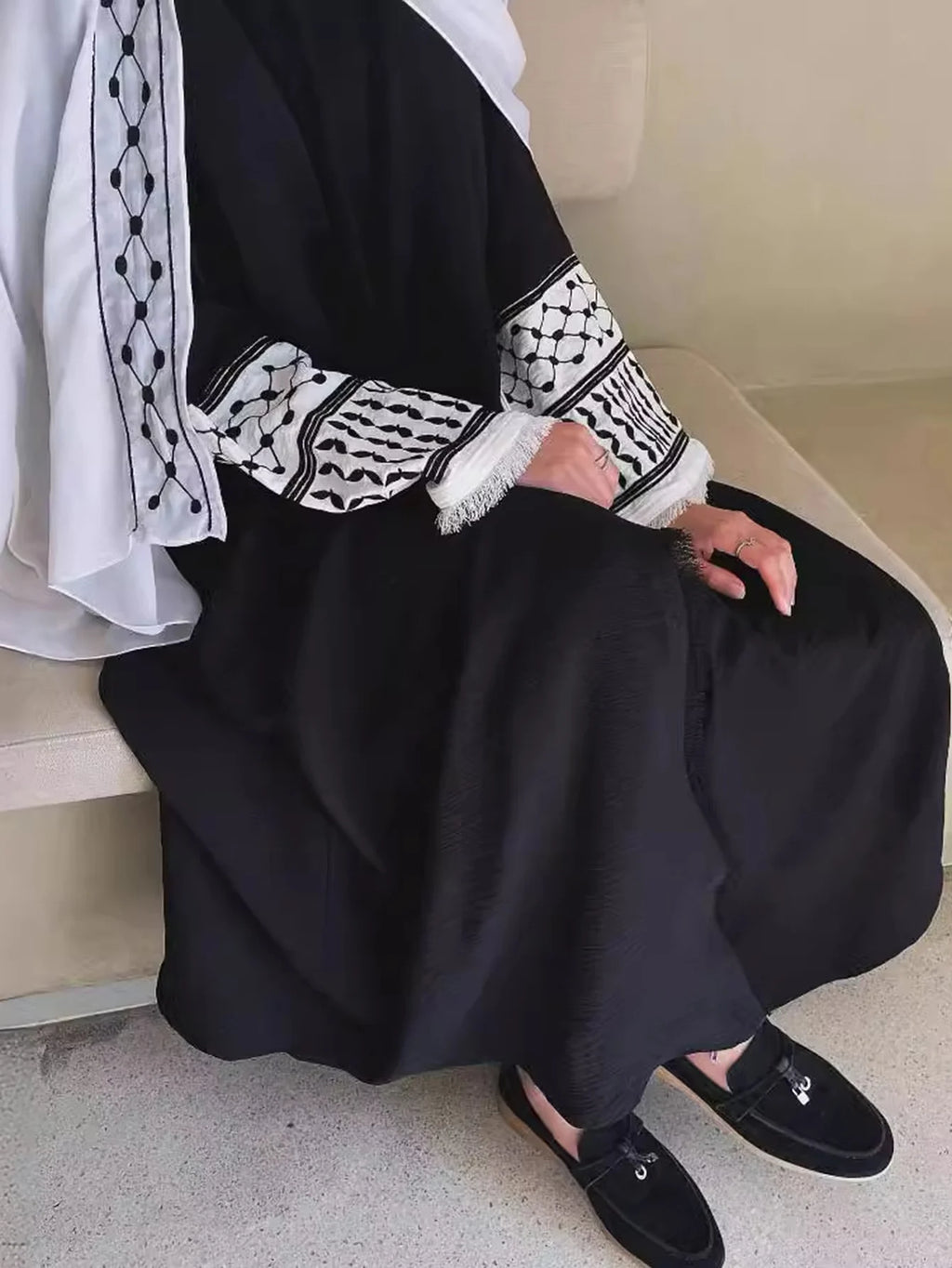Muslim Clothing  Women's Abaya Embroidered Chador Robe Remove Edge Covering the Whole Body Tradition Islam Ramadan Prayer Dress