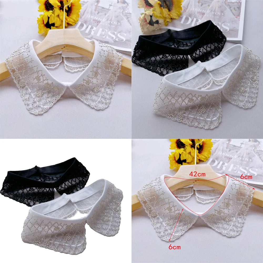 Clothing Accessory Women's Lace Collar New Lace Up Shawl Embroidered Bead Collar Detachable Shirt Dress Blouse Decor