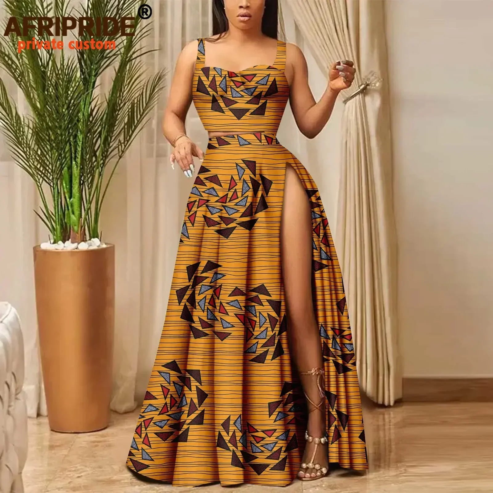 African Clothes for Women Print Crop Top and Maxi Skirt 2 Piece Set Party Outfits Traditional Clothing Ankara Attire A2326001