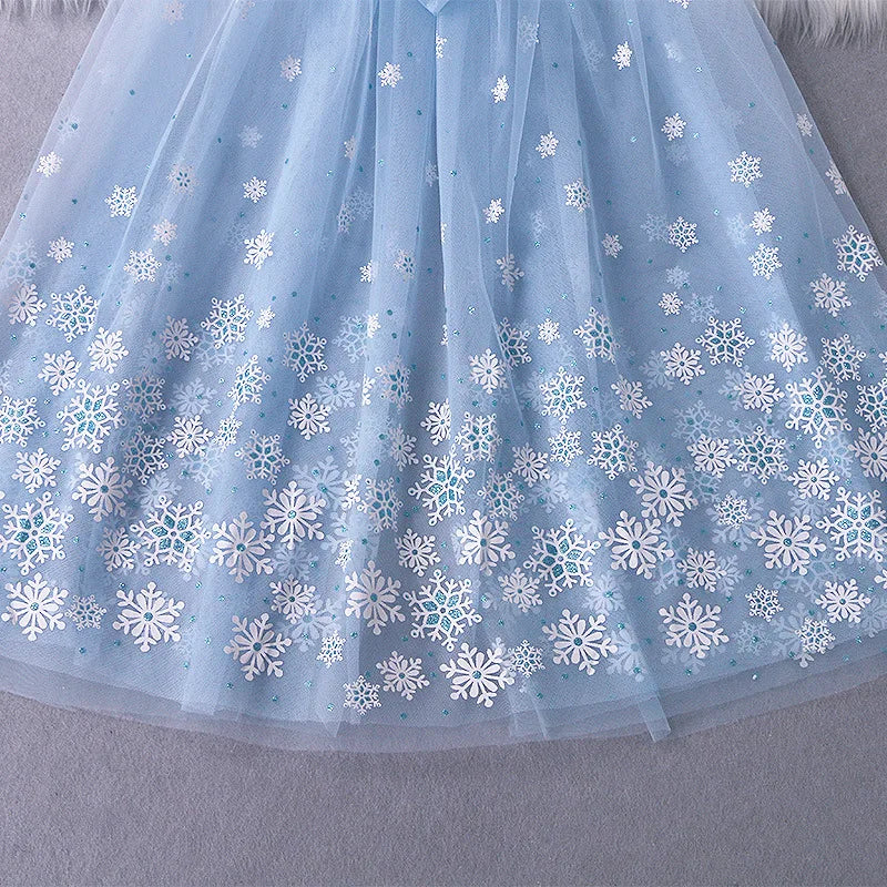 Girl Princess Cloak Children Sequin Mesh Hooded Cape Elsa Rapunzel Costume Halloween Birthday Party Clothing