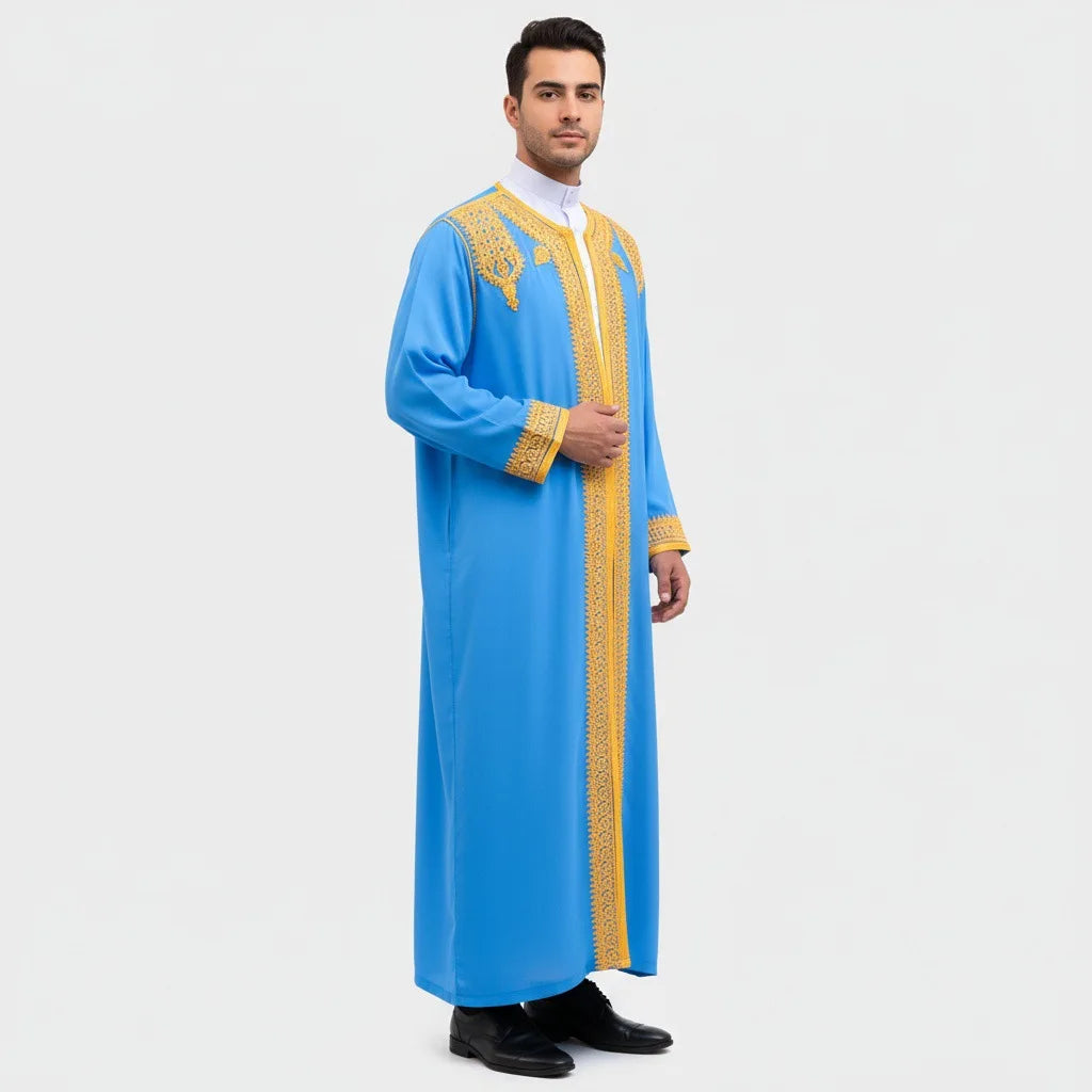 Eid Ramadan Islamic Clothing Men Kaftan Moroccan Kebaya Open Muslim Kimono Turkey Abaya East National Costume For Prayer Clothes