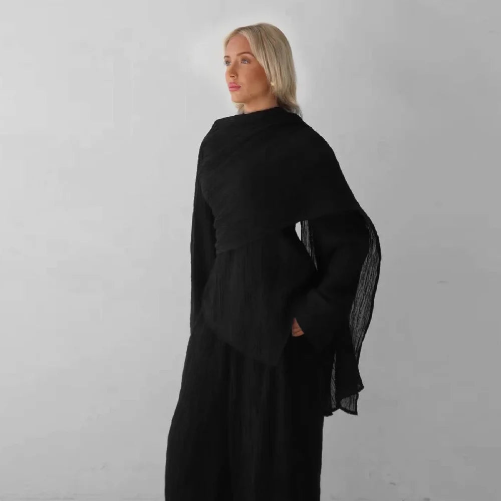 Abayas For Women Plain 2 Piece Abaya Damen Dubai Tops Pant Modest Muslim Set Islam Robe Caftan Marocain Femme Musulmane Kaftan