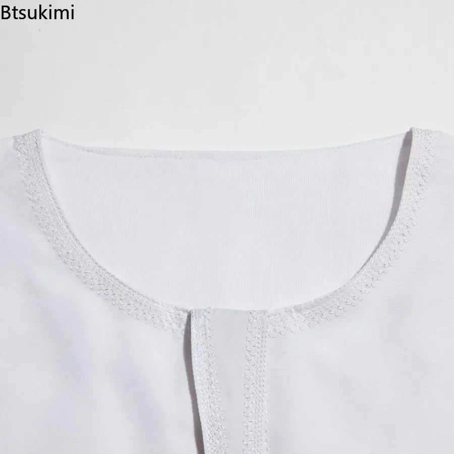 2026 Abaya Islamic Men Robe Muslims Dresses Djellaba Simple Fashion Applique Shirts Arabic Dress Men Ethnic Clothing Gift Thobe