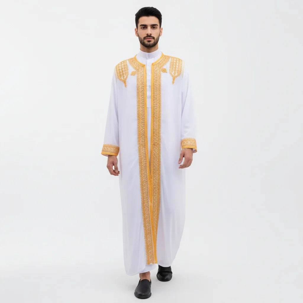 Eid Ramadan Islamic Clothing Men Kaftan Moroccan Kebaya Open Muslim Kimono Turkey Abaya East National Costume For Prayer Clothes