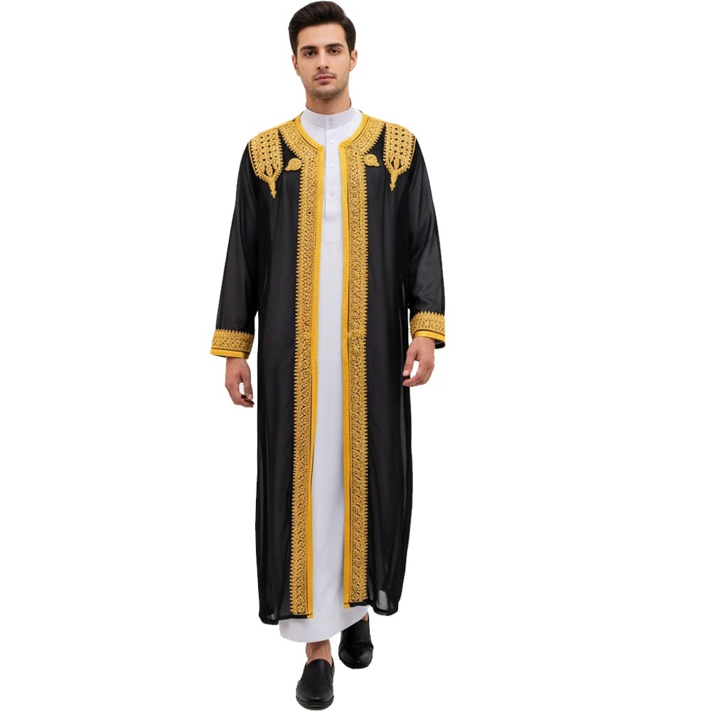 Eid Ramadan Islamic Clothing Men Kaftan Moroccan Kebaya Open Muslim Kimono Turkey Abaya East National Costume For Prayer Clothes