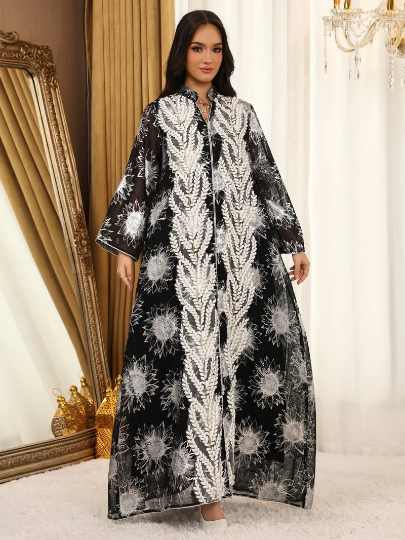 Luxury Embroidery Dubai Abaya Dress for Muslim Women Elegant Eid Islamic Party Jalabiya Clothing New Turkey Moroccan Kaftan Robe