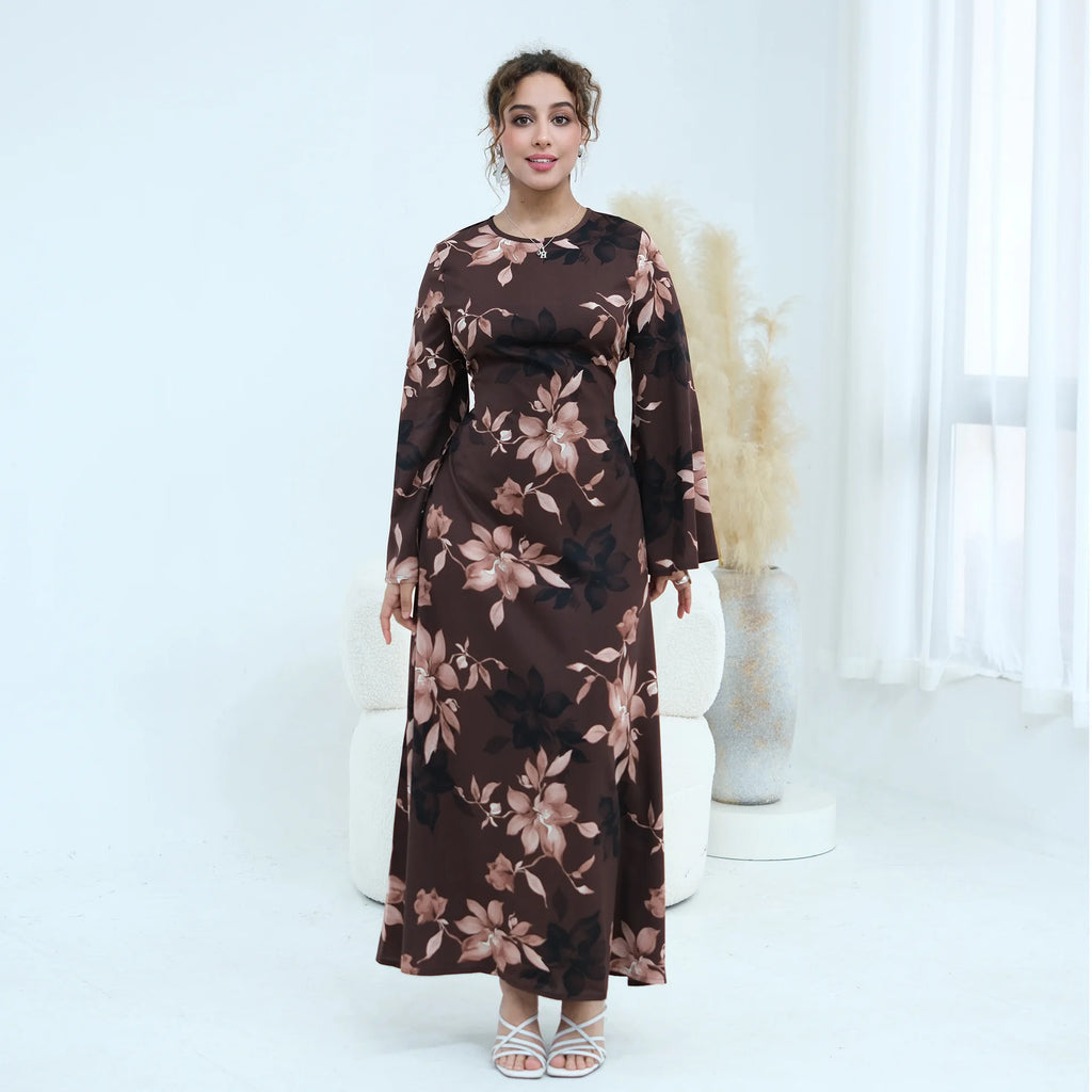 Zahraa Abaya 2026 Women's Dresses Islamic Clothing Printed Floral Abaya Modest Dresses Closed Abaya Women Muslim Dress Summer