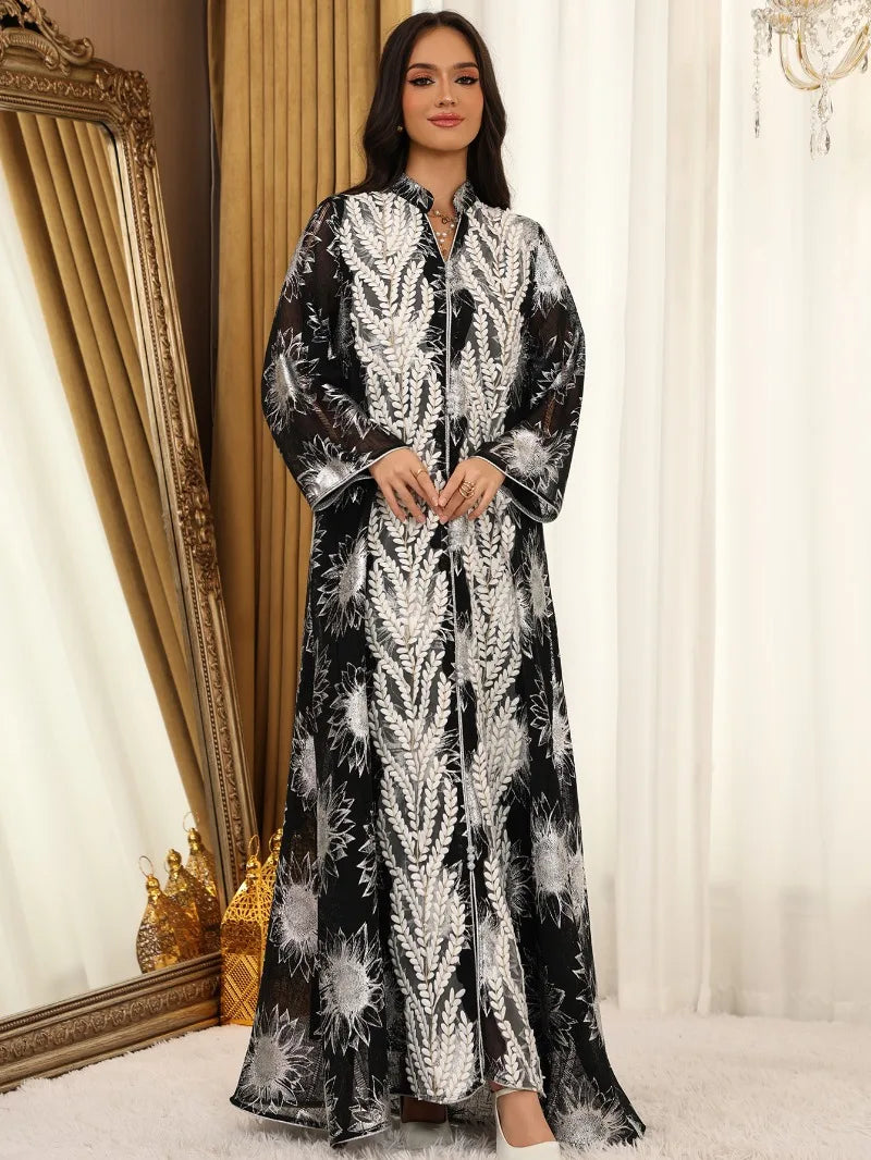 Luxury Embroidery Dubai Abaya Dress for Muslim Women Elegant Eid Islamic Party Jalabiya Clothing New Turkey Moroccan Kaftan Robe