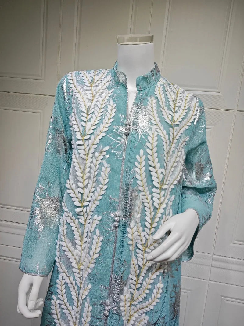 Luxury Embroidery Dubai Abaya Dress for Muslim Women Elegant Eid Islamic Party Jalabiya Clothing New Turkey Moroccan Kaftan Robe