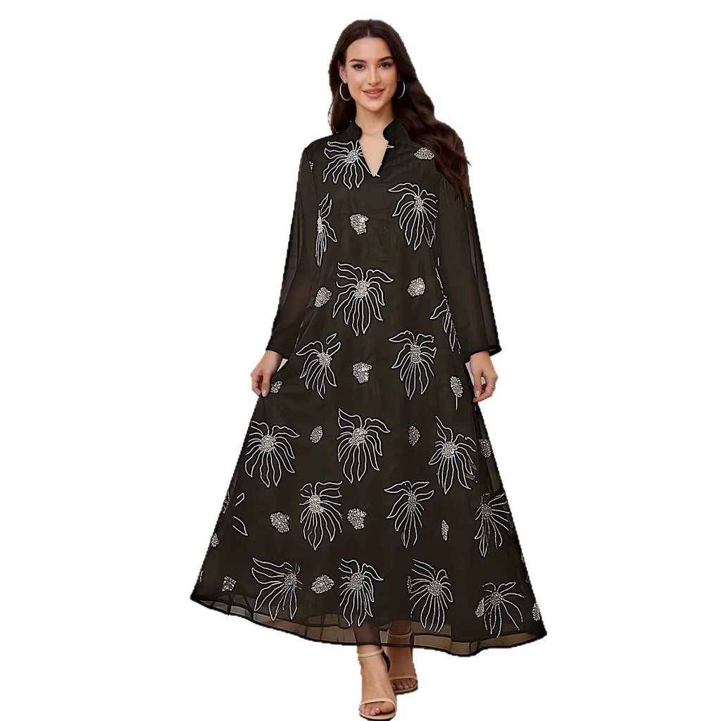 Africa Clothing Women Middle East Muslim Dress Eid Arab Beaded Islam Femme Party Jalabiya Turkey Abaya Moroccan Kaftan Robe