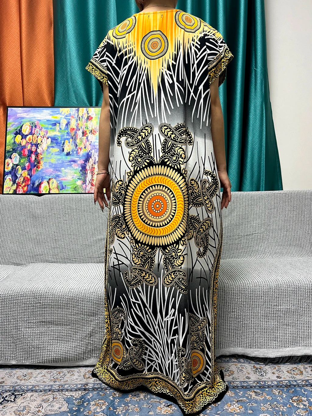 Abayas For Women 2024 New Print Appliques Cotton Traditional Kanga Clothing Loose Femme Robe African Ngeria Dresses With Turban