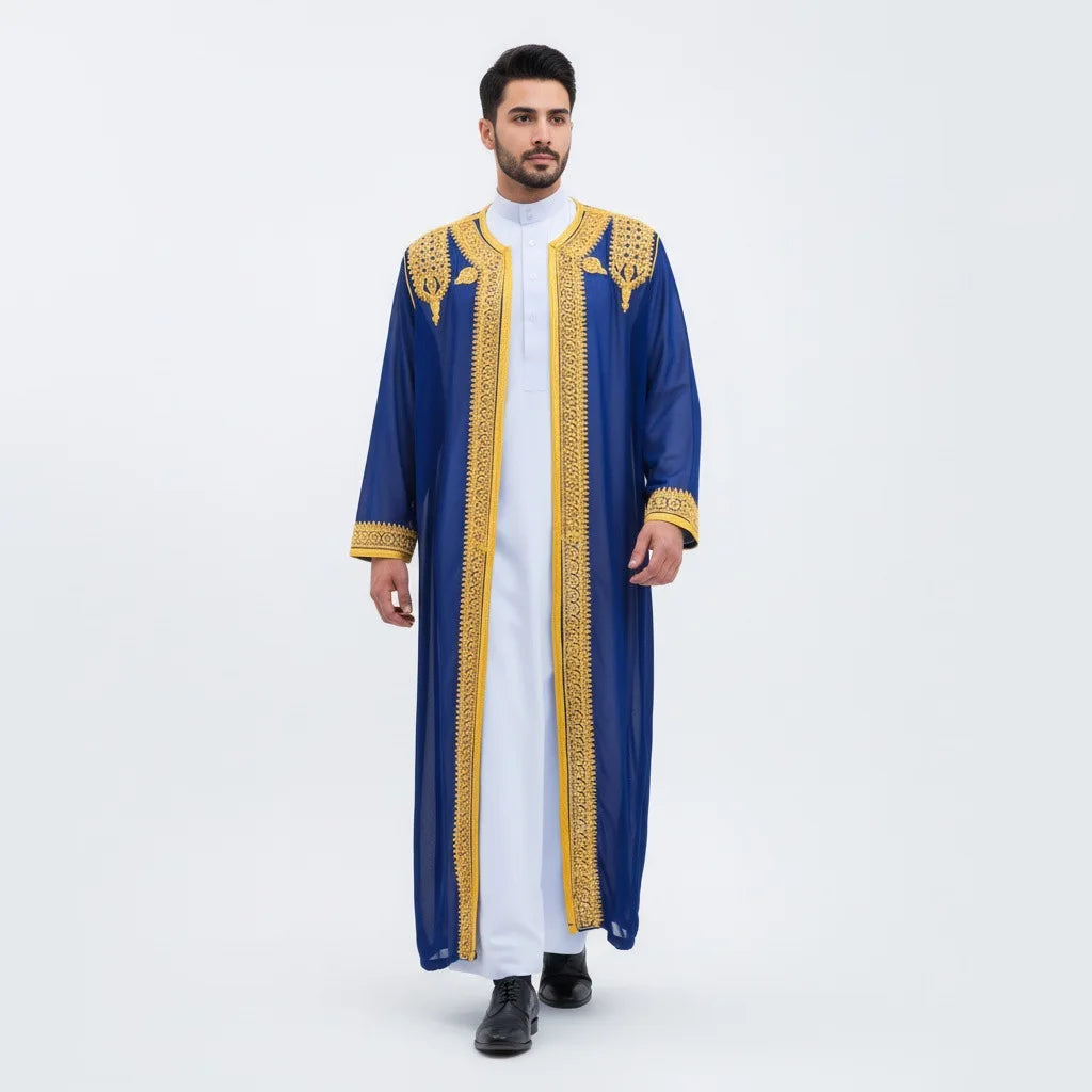 Eid Ramadan Islamic Clothing Men Kaftan Moroccan Kebaya Open Muslim Kimono Turkey Abaya East National Costume For Prayer Clothes