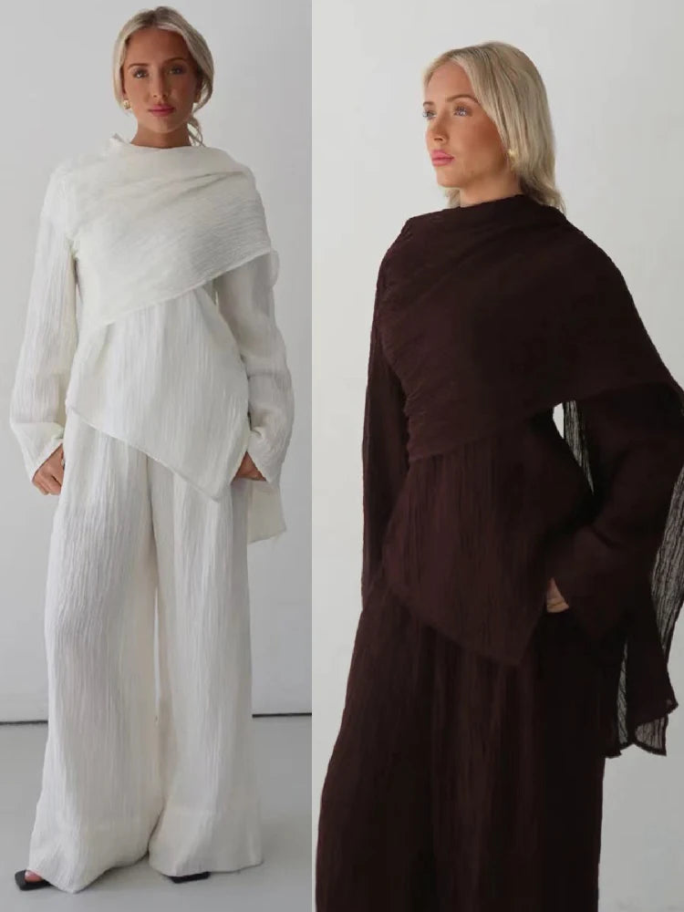 Abayas For Women Plain 2 Piece Abaya Damen Dubai Tops Pant Modest Muslim Set Islam Robe Caftan Marocain Femme Musulmane Kaftan