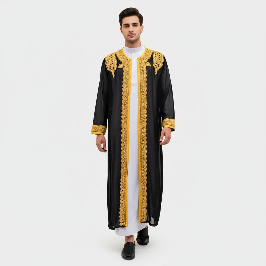 Eid Ramadan Islamic Clothing Men Kaftan Moroccan Kebaya Open Muslim Kimono Turkey Abaya East National Costume For Prayer Clothes
