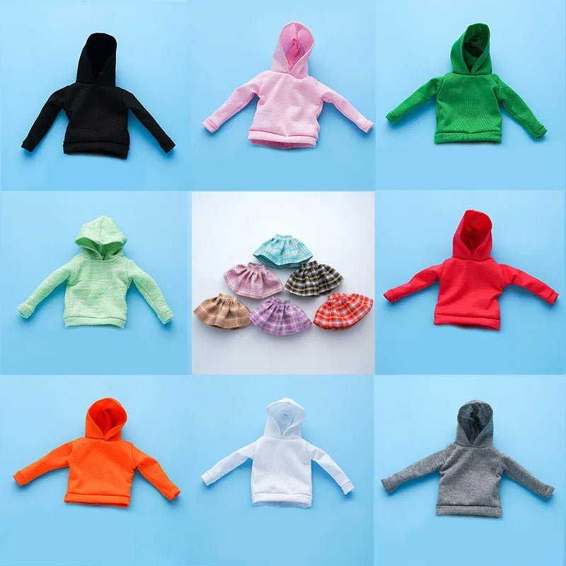 29-30cm Doll Clothes/Short Dress Fashion Tops Hoodies Sweatshirt Casual Wears 1/6 Dolls Gym Clothing Dolls Accessory