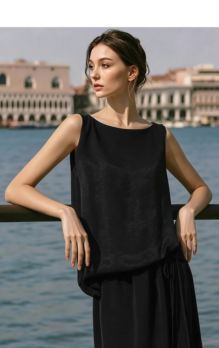Amii Women's Dress 2026 Summer New Acetate Tie Loose Long Dresses For Women Casual Chiffon Patchwork Women's Clothing 12642163