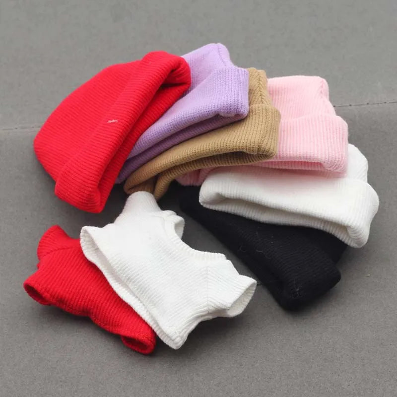 For 15-17cm Labubu Doll's Clothes Flanged Hat Pullover T-shirt Short Set Clothing Matching Canvas Shoe and Glasses  Accessories