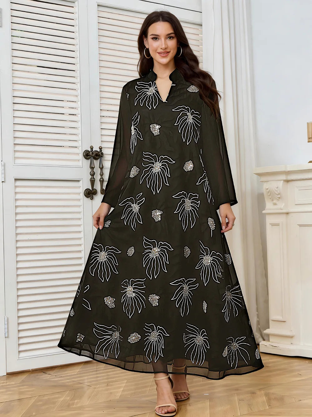 Africa Clothing Women Middle East Muslim Dress Eid Arab Beaded Islam Femme Party Jalabiya Turkey Abaya Moroccan Kaftan Robe