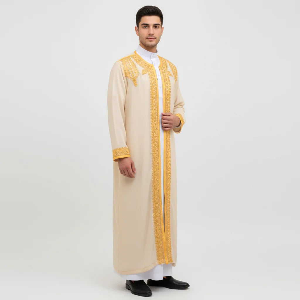 Eid Ramadan Islamic Clothing Men Kaftan Moroccan Kebaya Open Muslim Kimono Turkey Abaya East National Costume For Prayer Clothes