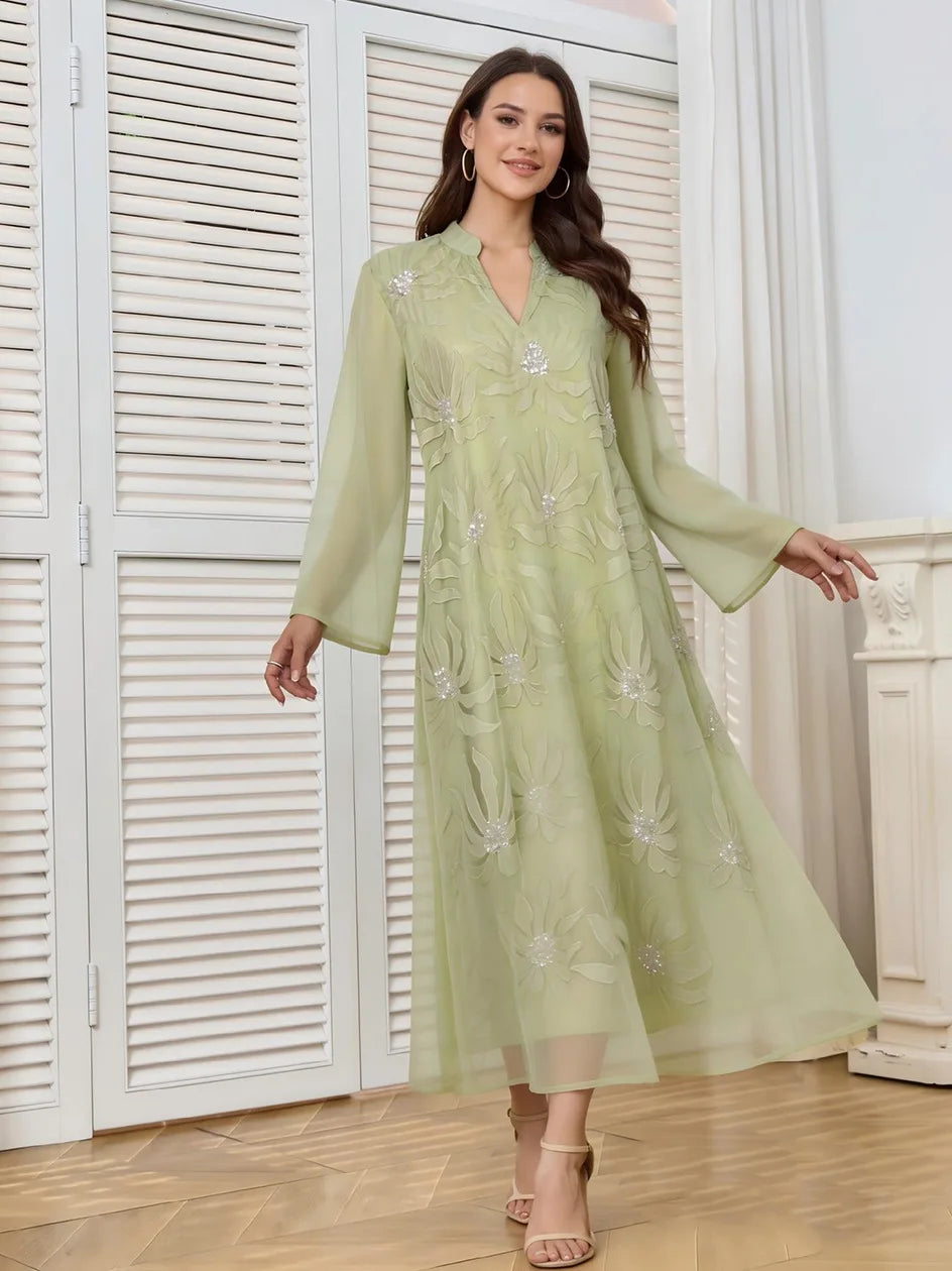Africa Clothing Women Middle East Muslim Dress Eid Arab Beaded Islam Femme Party Jalabiya Turkey Abaya Moroccan Kaftan Robe