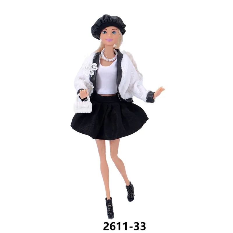 New 30cm Doll Clothes DIY Accessorie Toy Fashion Elegant Plush Jacket Girl Coat Luxury Dress Suit For 1/6 BJD FR Supermodel Doll