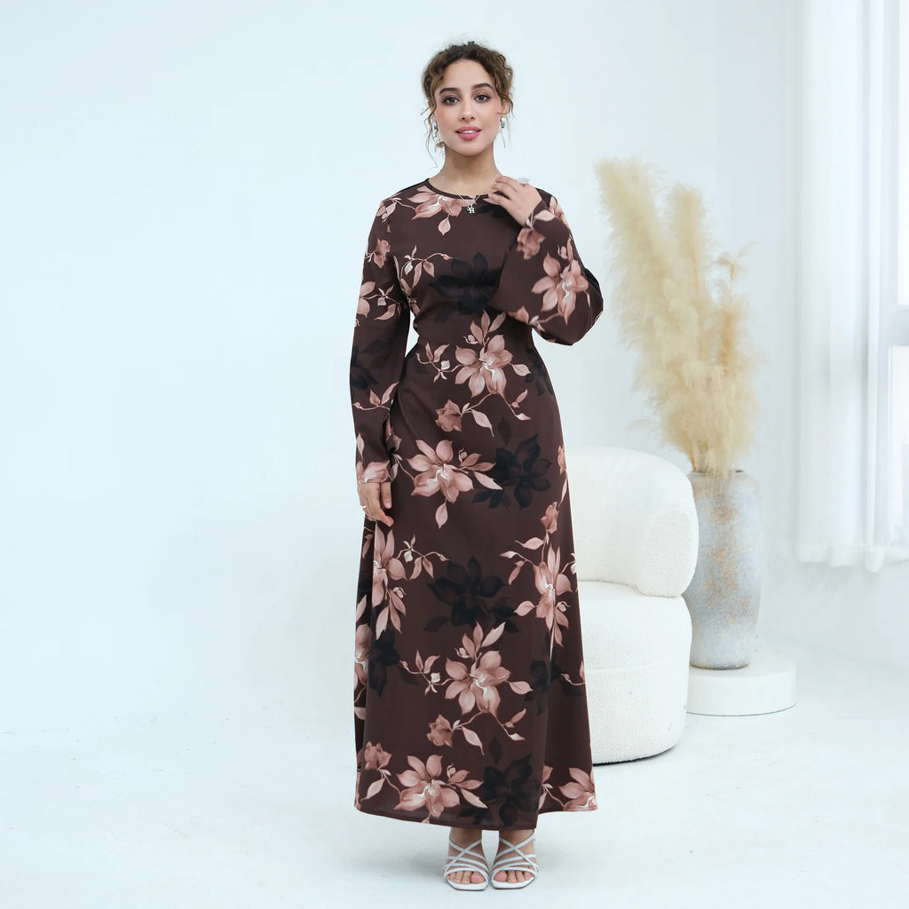 Zahraa Abaya 2026 Women's Dresses Islamic Clothing Printed Floral Abaya Modest Dresses Closed Abaya Women Muslim Dress Summer