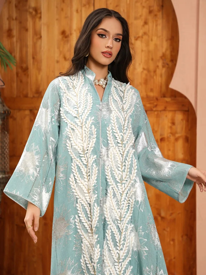 Luxury Embroidery Dubai Abaya Dress for Muslim Women Elegant Eid Islamic Party Jalabiya Clothing New Turkey Moroccan Kaftan Robe