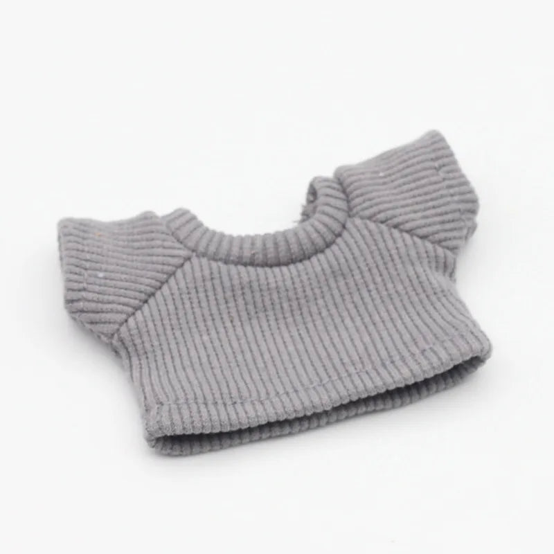 For 15-17cm Labubu Doll's Clothes Flanged Hat Pullover T-shirt Short Set Clothing Matching Canvas Shoe and Glasses  Accessories