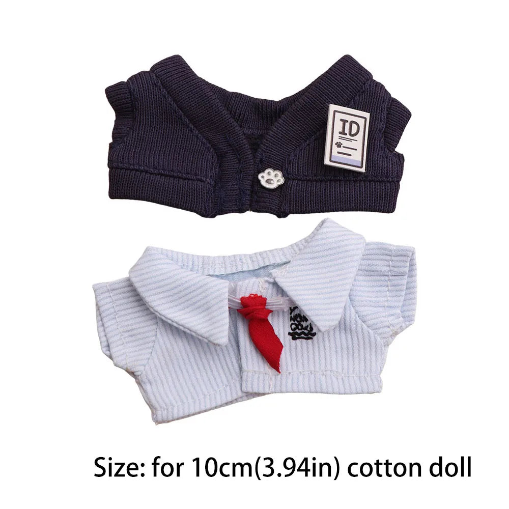 Clothes Uniform 10cm Cotton Clothes Pants T-shirt Clothes Outfit Shirt Suit Dress Up Set 10cm Cotton