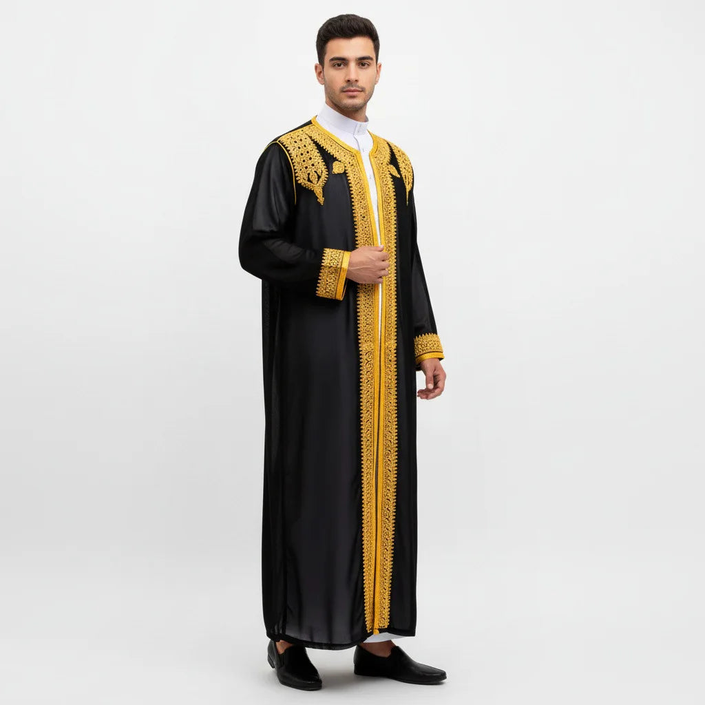 Eid Ramadan Islamic Clothing Men Kaftan Moroccan Kebaya Open Muslim Kimono Turkey Abaya East National Costume For Prayer Clothes