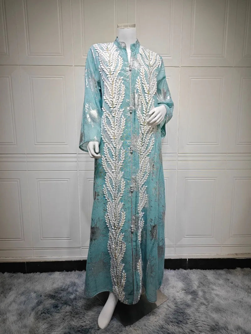 Luxury Embroidery Dubai Abaya Dress for Muslim Women Elegant Eid Islamic Party Jalabiya Clothing New Turkey Moroccan Kaftan Robe