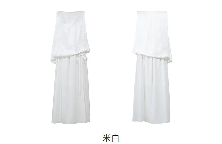 Amii Women's Dress 2026 Summer New Acetate Tie Loose Long Dresses For Women Casual Chiffon Patchwork Women's Clothing 12642163