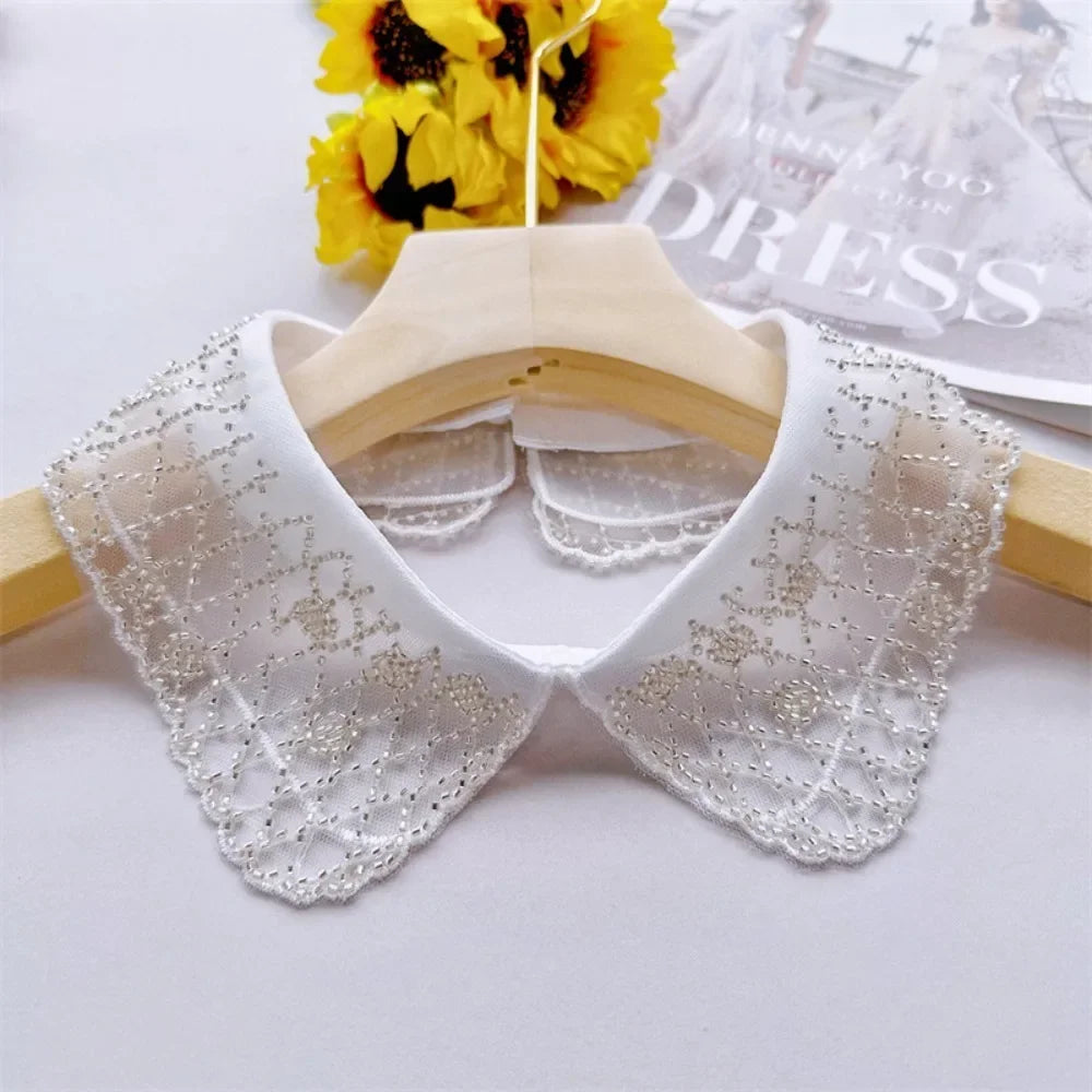 Clothing Accessory Women's Lace Collar New Lace Up Shawl Embroidered Bead Collar Detachable Shirt Dress Blouse Decor