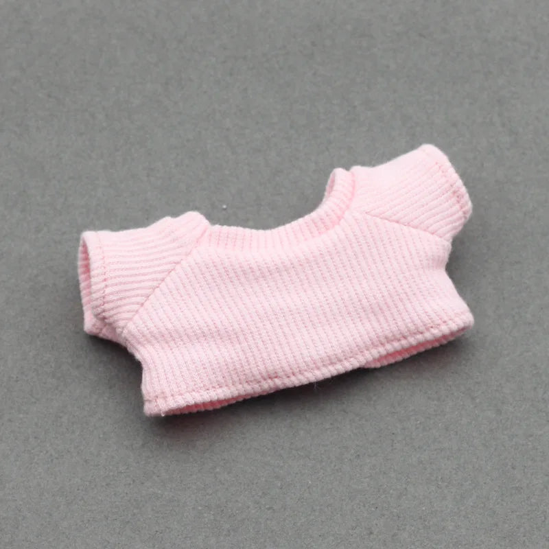 For 15-17cm Labubu Doll's Clothes Flanged Hat Pullover T-shirt Short Set Clothing Matching Canvas Shoe and Glasses  Accessories
