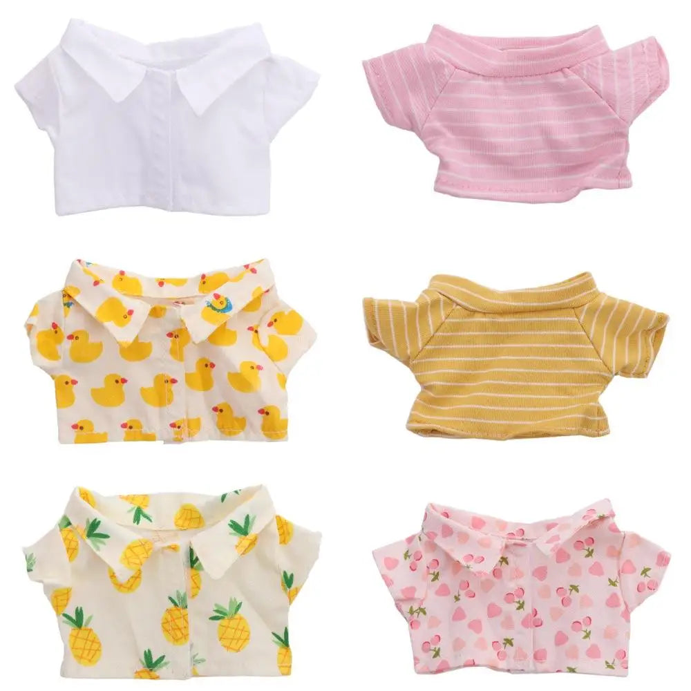 Dressing Doll Accessories Stripes Short Sleeve Black White T-shirt 20 cm Doll Clothes Doll Plush Clothing Doll Shirt Doll Pants