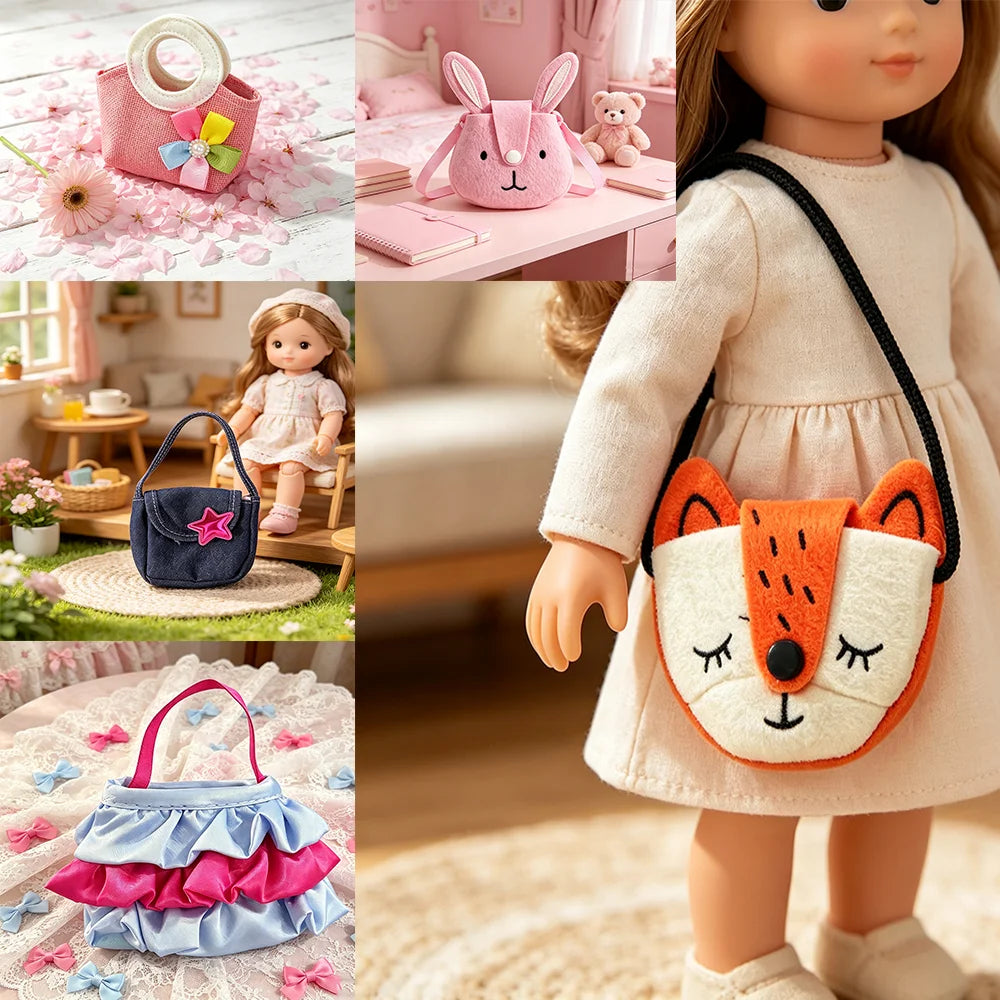 18 inch doll accessories, including doll cameras, doll bags, doll hair clips, and other fashionable doll accessories